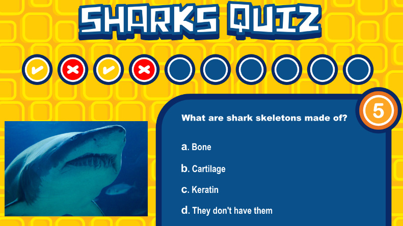 Sharks Quiz | Html5 Game | Educational Games By NubiaStudio | CodeCanyon